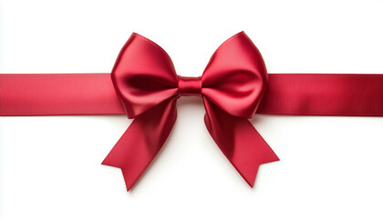 Fototapeta premium Red atlas ribbon bow isolated on white background