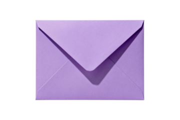 A purple envelope isolated on a white background for mailing purposes