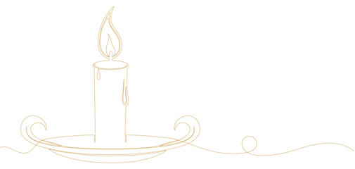 vintage candlestick with line art style vector