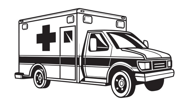 Classic ambulance vehicle with red cross symbol for emergency medical services and healthcare