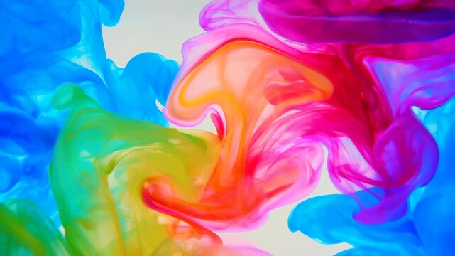 Vibrant abstract background from liquid swirl of ink and paint mixing in water. Witness dynamic flow of creative dye, fluid motion creating an ethereal pattern