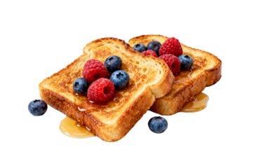 Delicious toasted bread with fresh berries and honey
