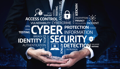 A visual representation of cybersecurity concepts, showcasing essential terms related to protection, detection, and identity management in the digital realm. Tessel