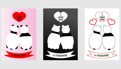 Happy Valentine's Day poster set! Romantic illustrations, hearts, and cupid for love, dating, wedding, and greeting cards. Easy to use vector graphics.