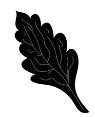 Black leaf png vector icon representing botany or herbal medicine, simple plant graphic for nature or healthy food application, vector illustration