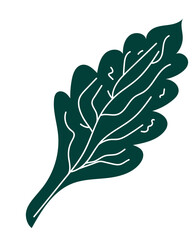 Black leaf png vector icon representing botany or herbal medicine, simple plant graphic for nature or healthy food application, vector illustration
