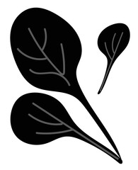 Black leaf png vector icon representing botany or herbal medicine, simple plant graphic for nature or healthy food application, vector illustration