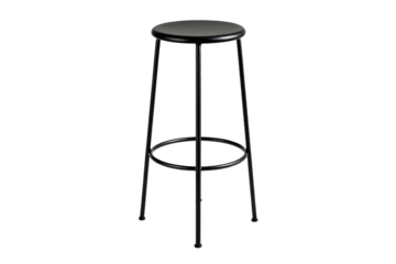 Modern black metal bar stool with round seat for interior design