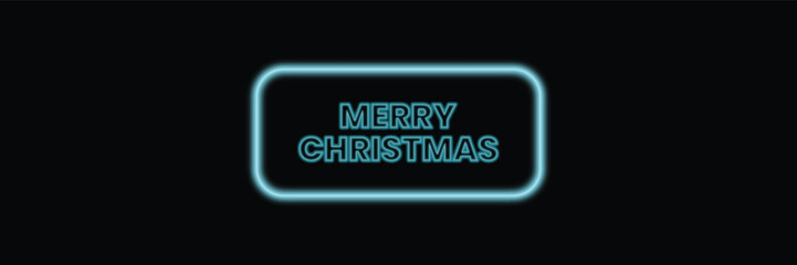 Outline neon Merry Christmas text with frame.