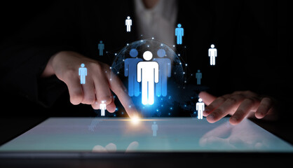 A concept of global leadership and network influence. A central team or individual connects with a professional network distributed across the world map, representing worldwide reach. Fermion