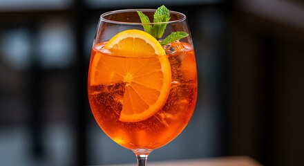 Refreshing Aperol Spritz - A Vibrant Cocktail with Orange and Mint.