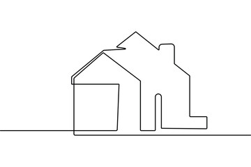 Continuous line drawing of house, modern minimal design concept.