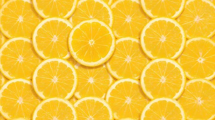 背景素材 敷き詰められたリアルな輪切りのレモン Background Piled up Realistic Lemon Slice （Generative AI）