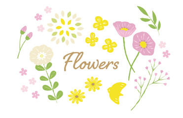 frame of pastel color flowers