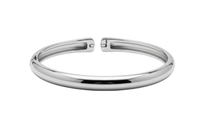 Silver Bangle Bracelet with Open Clasp on Black Background silver bracelet jewelry