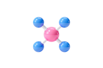 Molecular structure model of a chemical compound with central atom and surrounding atoms