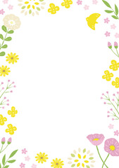 frame of pastel color flowers