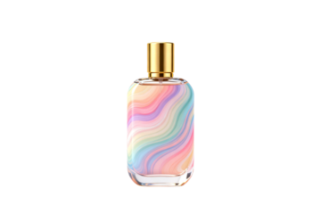 Colorful and unique perfume bottle with swirling patterns
