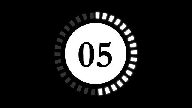 Countdown timer graphic displaying numbers decreasing  with a circular loading progress animation overlay