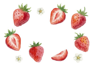 Watercolor-style strawberry illustration／苺