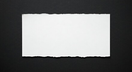 Torn Paper Rectangle on Black Background.