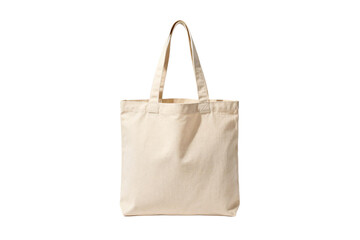 Plain beige canvas tote bag with long handles for carrying
