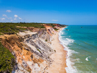 Arapuca Beach, Conde, Paraíba - aerial view of Arapuca Beach and its cliffs on the coast of Paraíba.