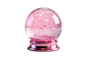 Pink glittery snow globe with stars inside for decorative use