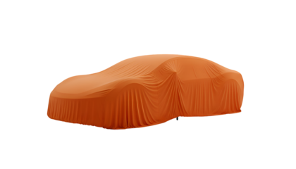 Eco-Friendly Organic Car Concept: Sustainable Orange Vehicle from Natural Fibers for Green Transport Isolated on Transparent Background