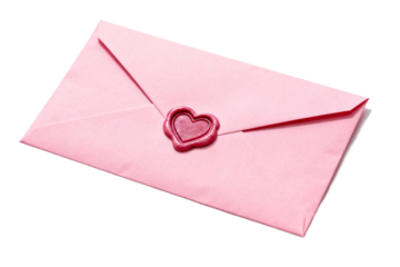 Pink envelope with heart-shaped seal for romantic messages