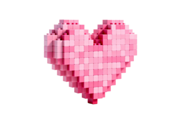 Voxel style pink heart shape digital art design