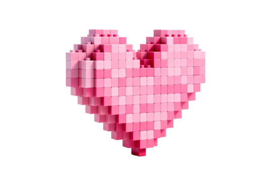 Voxel style pink heart shape digital art design - Powered by Adobe