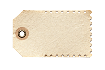 Vintage paper tag with hole for hanging and decorative edges
