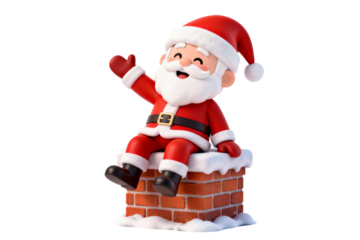 Cute Santa Claus sitting on a chimney during Christmas season