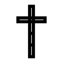 Modern Christian Cross Outline Icon Symbol
