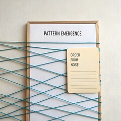 Minimal Flatlay of Organized Turquoise Strings Forming a Web