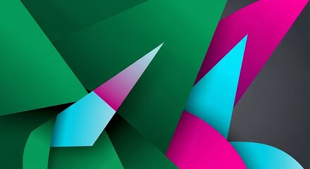 Abstract Geometric Composition with Vibrant Colors and Sharp Angles.