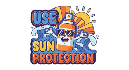 Sunscreen Splash: Beach Safety Reminder With Playful Cartoon Imagery and Bright Colors