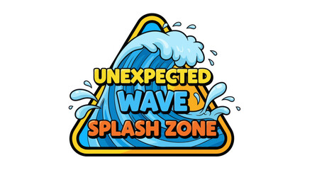 Unexpected Wave Splash Zone: A Cartoon Illustration for Water Park Fun and Games