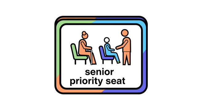 Senior Priority Seat Icon Depicting Assistance and Consideration, Suitable for Graphic Use