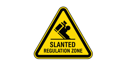 Slanted Regulation Zone Warning Sign Symbolizing Danger And Hazardous Conditions