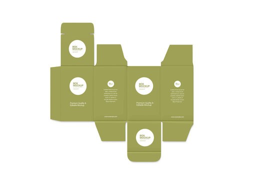 Unfolded Flattened Rectangular Box Mockup