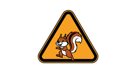 Squirrel Crossing Sign Cartoon Illustration Vector Art On White Background