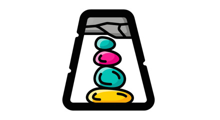 Stacked Colorful Stones Inside A Graphic Symbol Indicating Strength and Tranquility