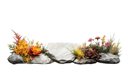 Headstone with Flowers on a Transparent Background