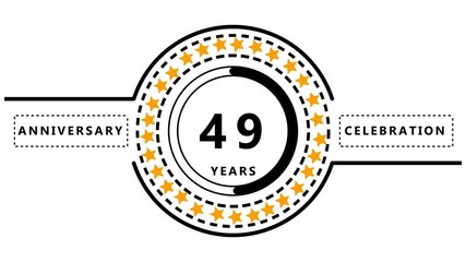 Forty Nine Year Anniversary Celebration Emblem with Stars and Text years