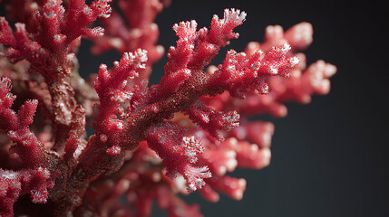 A vibrant close-up captures the intricate beauty of red coral