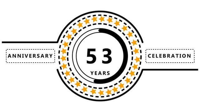 53 Years Anniversary Celebration Emblem with Golden Stars and Text logo