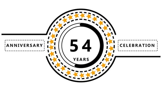 53 Years Anniversary Celebration Emblem with Golden Stars and Text logo