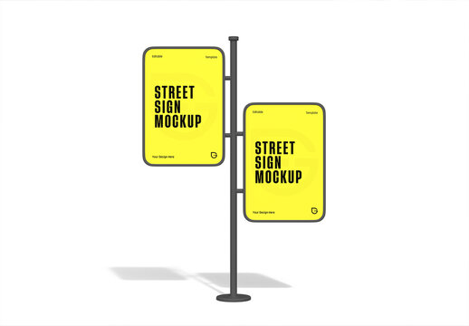 Double Side Street Sign Mockup Template